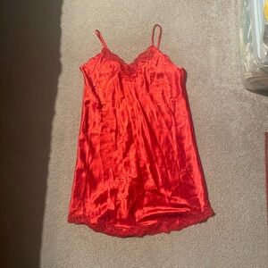 Vintage Silky red Chemise with Adjustable Straps in Size Small